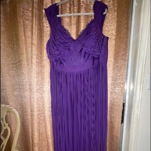 Purple floor length off the shoulder dress